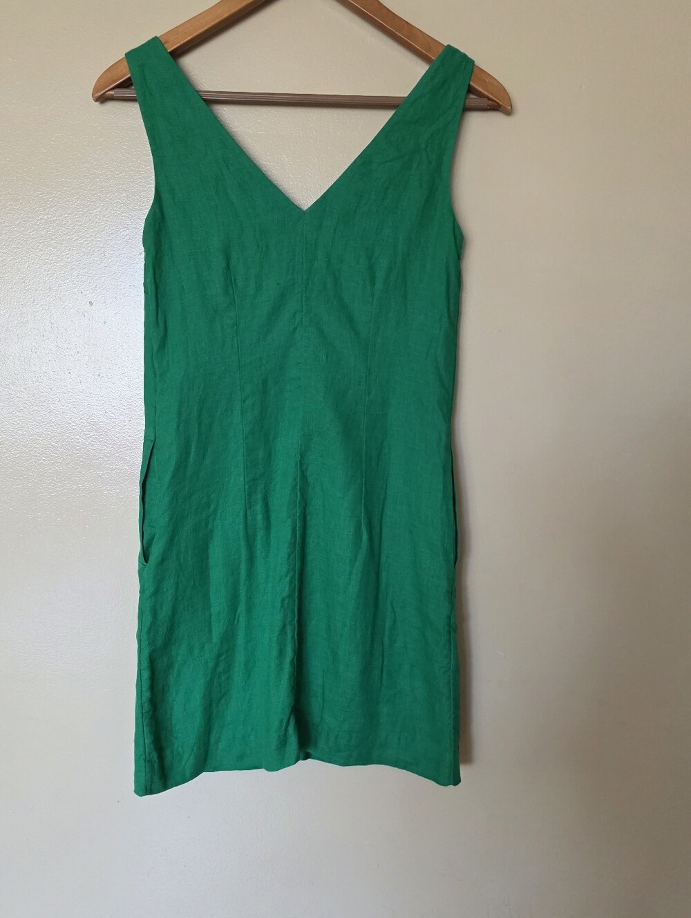 J Crew Maxine 100% Linen Shift Dress XXSP Vibrant Kelly Green Euro Summer Preppy - Picture 6 of 12